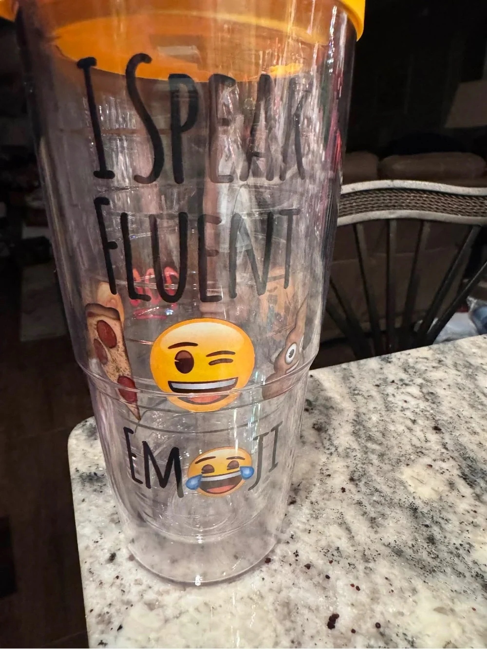 I Speak Fluent Emoji Yellow Lid Tumbler